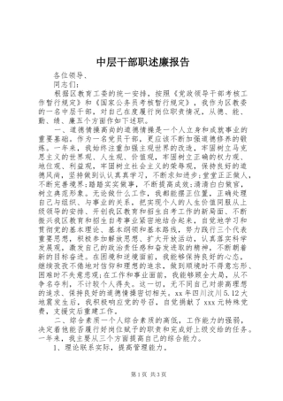 中层干部职述廉报告