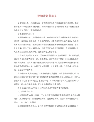 促销计划书范文