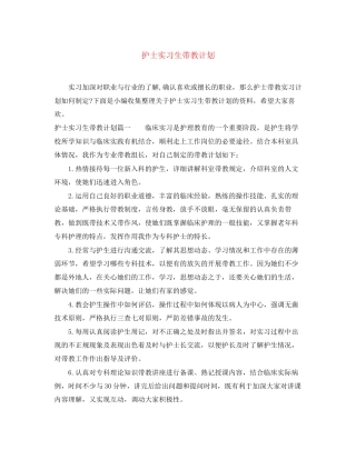 护士实习生带教计划