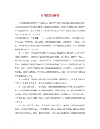 实习组员的评语 