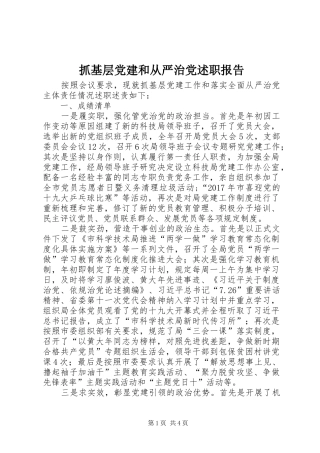 抓基层党建和从严治党述职报告