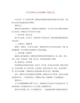 小学生暑假日记5篇300字暑假计划