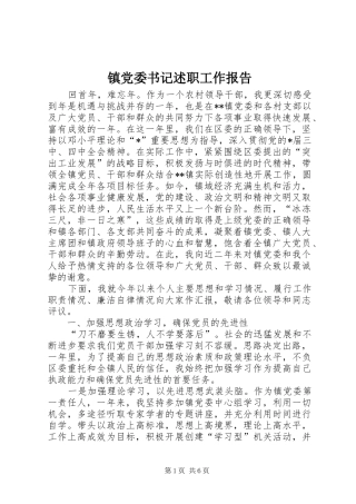 镇党委书记述职工作报告