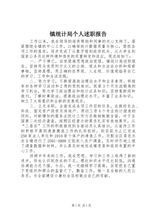 镇统计局个人述职报告