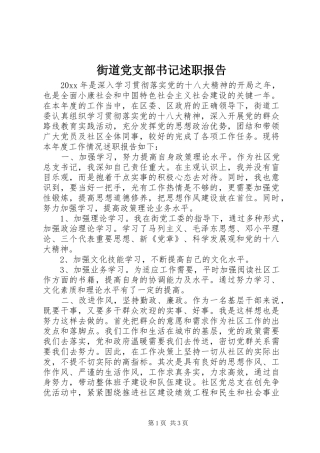 街道党支部书记述职报告