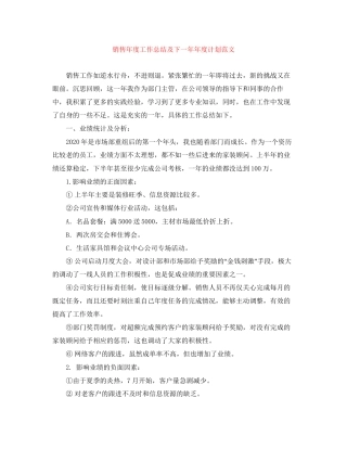 销售年度工作总结及下一度计划范文