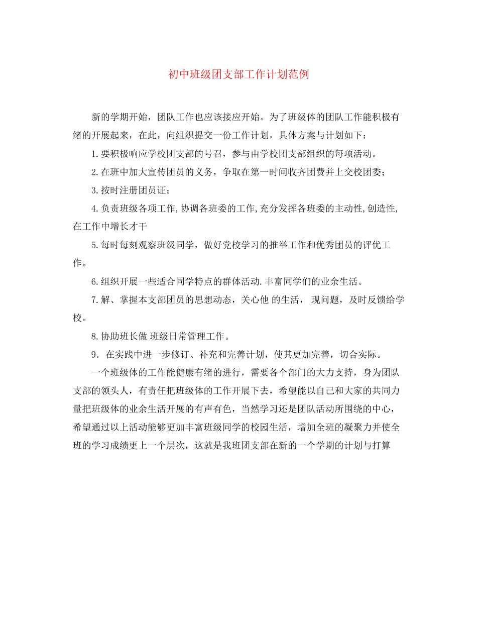 初中班级团支部工作计划范例_第1页