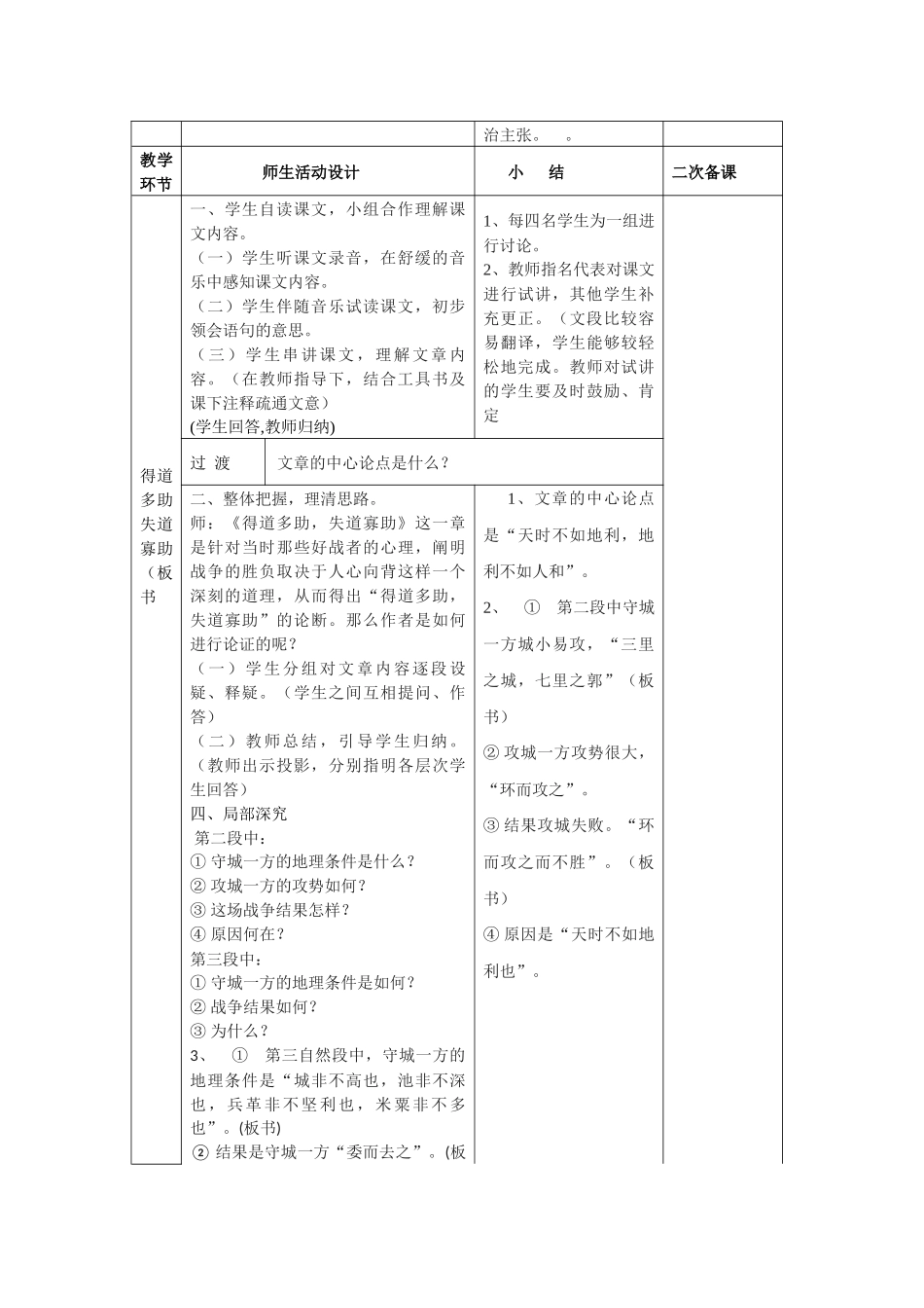 得道多助失道寡助教学设计_第2页