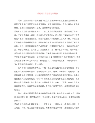 采购月工作总结与计划表