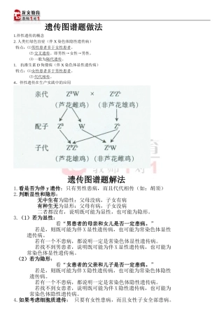 高中生物遗传图谱题做法及习题