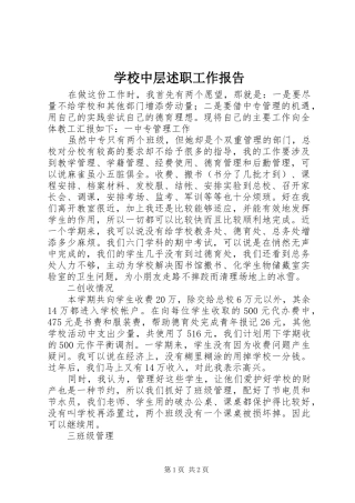 学校中层述职工作报告