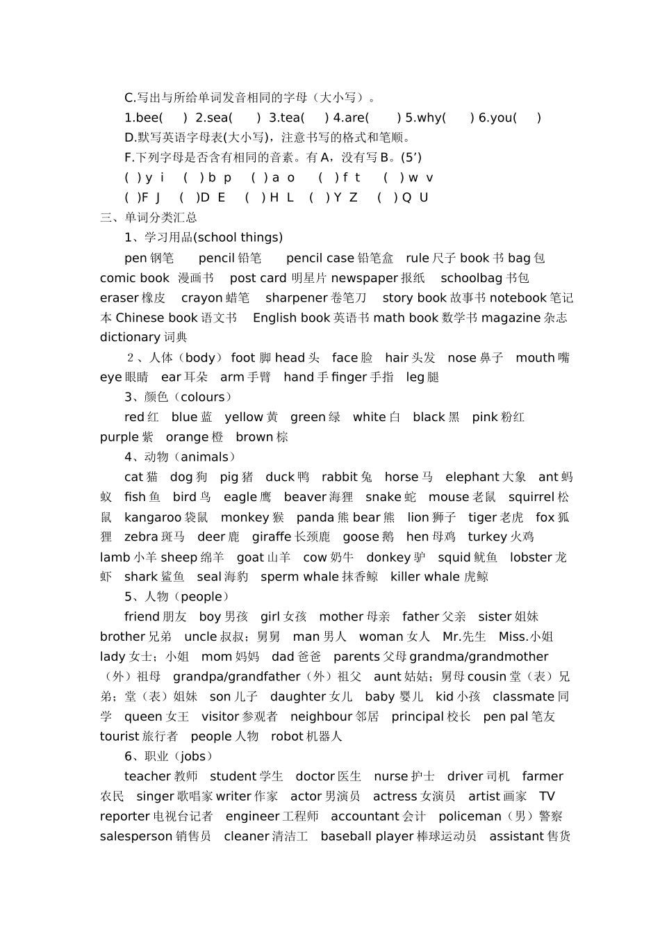 小学六年级毕业英语复习资料_第2页