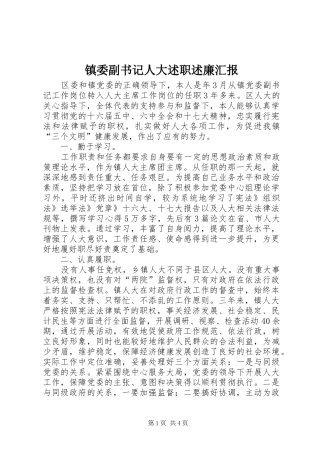 镇委副书记人大述职述廉汇报