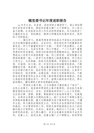 镇党委书记年度述职报告