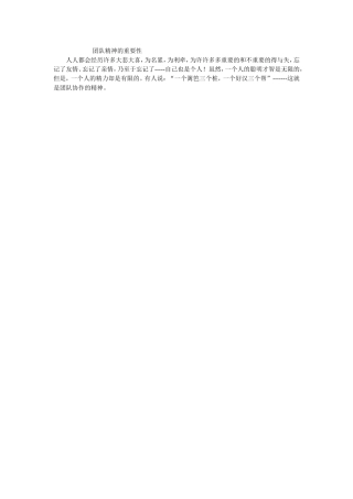 团队精神的重要性