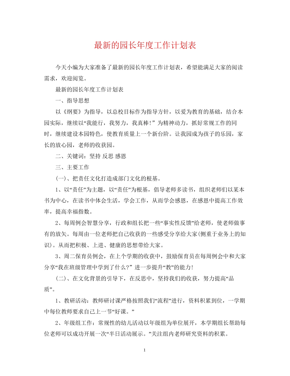 的园长年度工作计划表_第1页