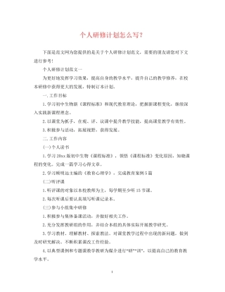 个人研修计划怎么写？
