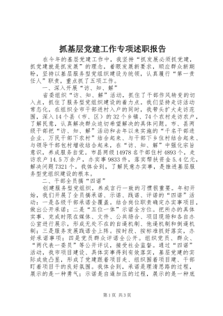 抓基层党建工作专项述职报告
