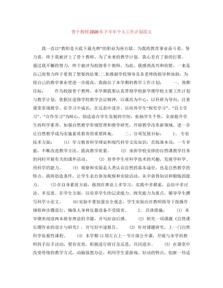 骨干教师年下半年个人工作计划范文