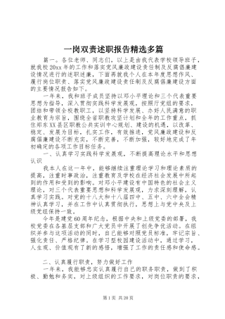 一岗双责述职报告精选多篇