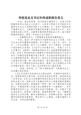 学校党总支书记年终述职报告范文
