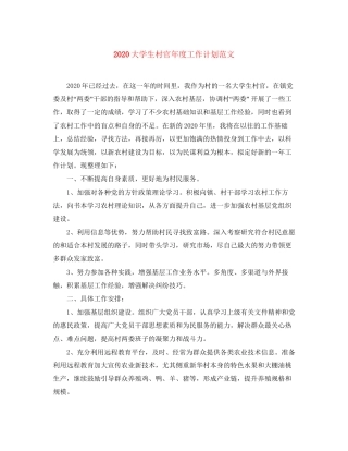 大学生村官年度工作计划范文