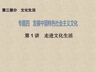2014届高三政治专题复习课件：专题4+第1讲　走进文化生活