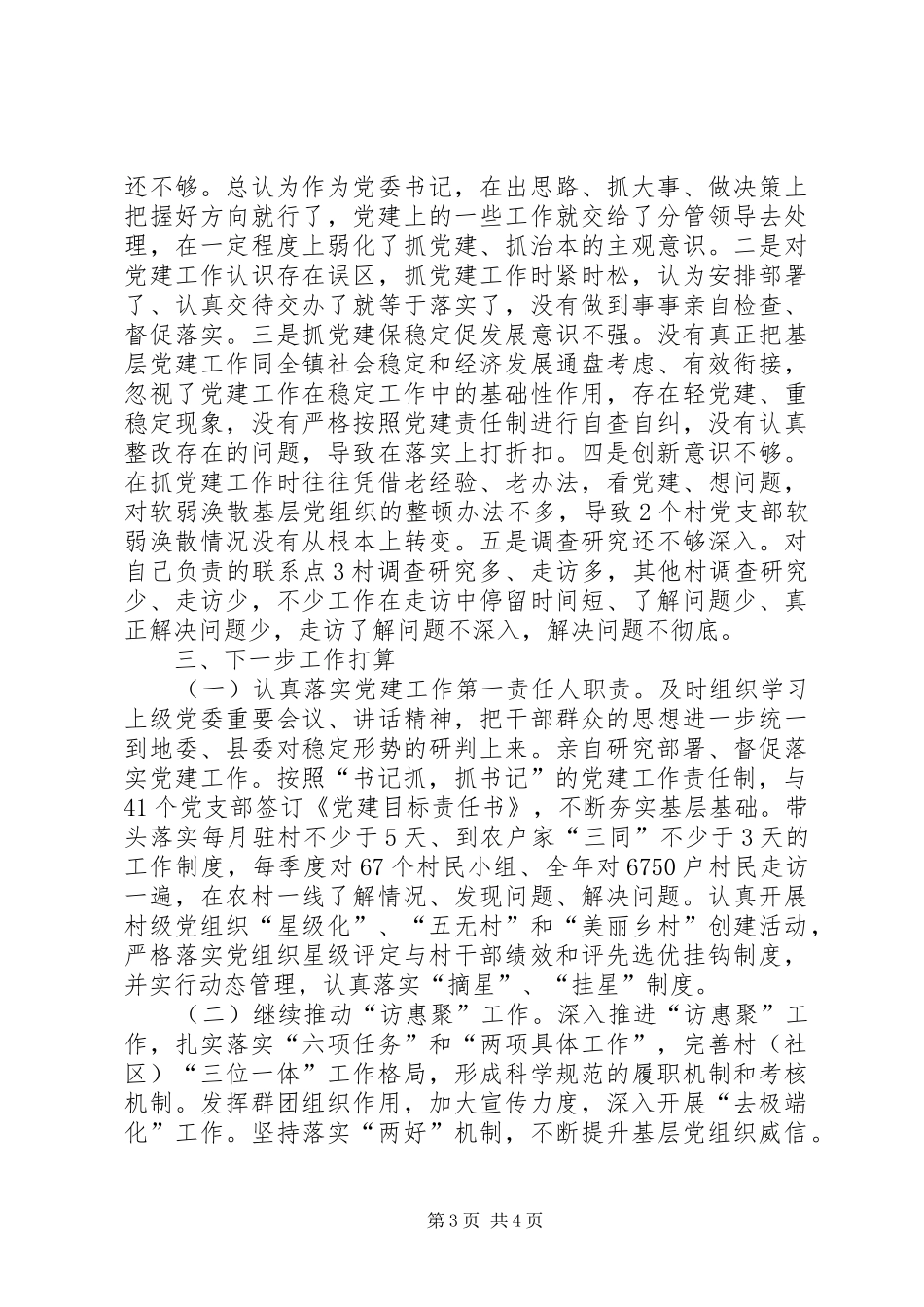镇党委书记履行抓基层党建责任制专项述职_第3页
