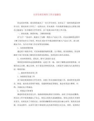 大学生村官两年工作计划报告