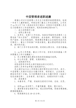 中层管理者述职述廉