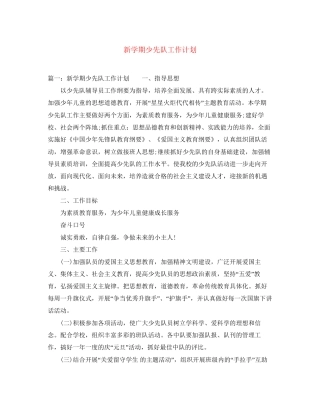 新学期少先队工作计划