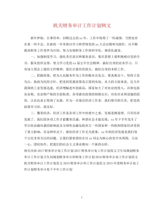 机关财务审计工作计划例文