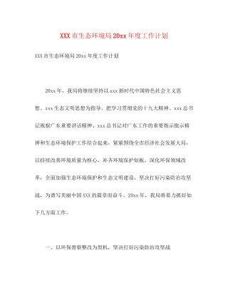 市生态环境局度工作计划