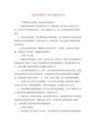 大学生村官工作计划怎么写2