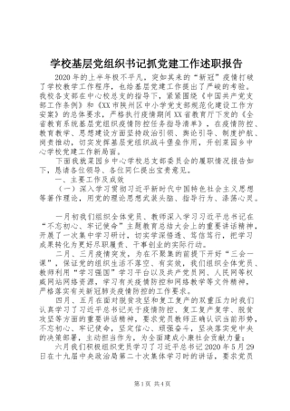 学校基层党组织书记抓党建工作述职报告
