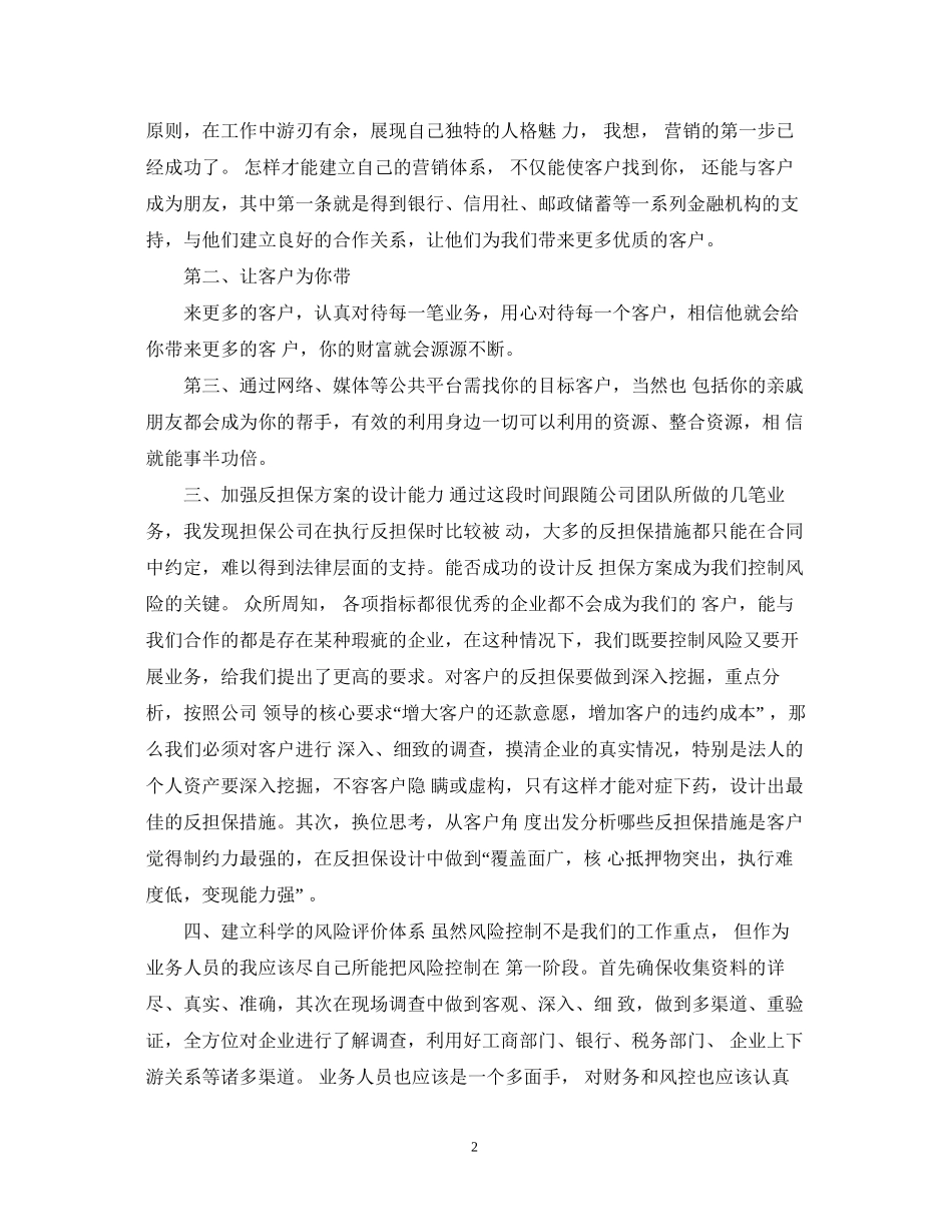 担保公司业务员工作计划例文_第2页