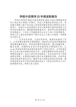学校中层领导XX年度述职报告