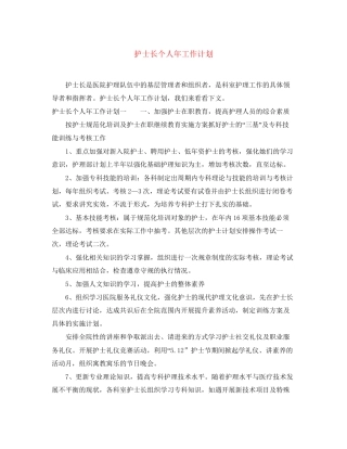 护士长个人年工作计划
