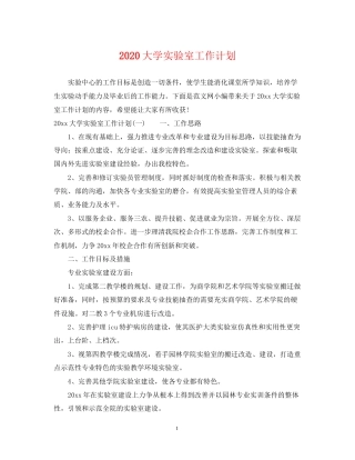 大学实验室工作计划