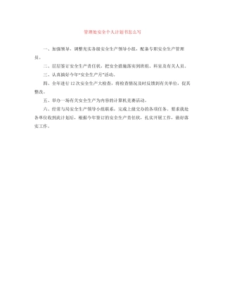 管理处安全个人计划书怎么写