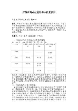 开酥在面点技能比赛中的重要性