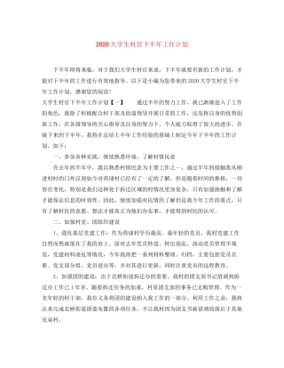 大学生村官下半年工作计划