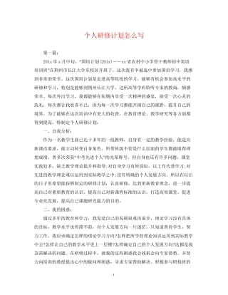 个人研修计划怎么写2