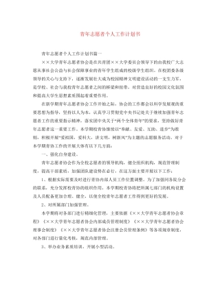 青年志愿者个人工作计划书