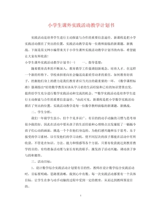 小学生课外实践活动教学计划书