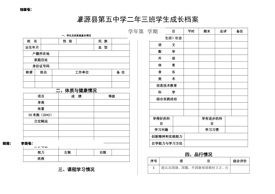 学生个人成长档案(样表)[1]_第1页