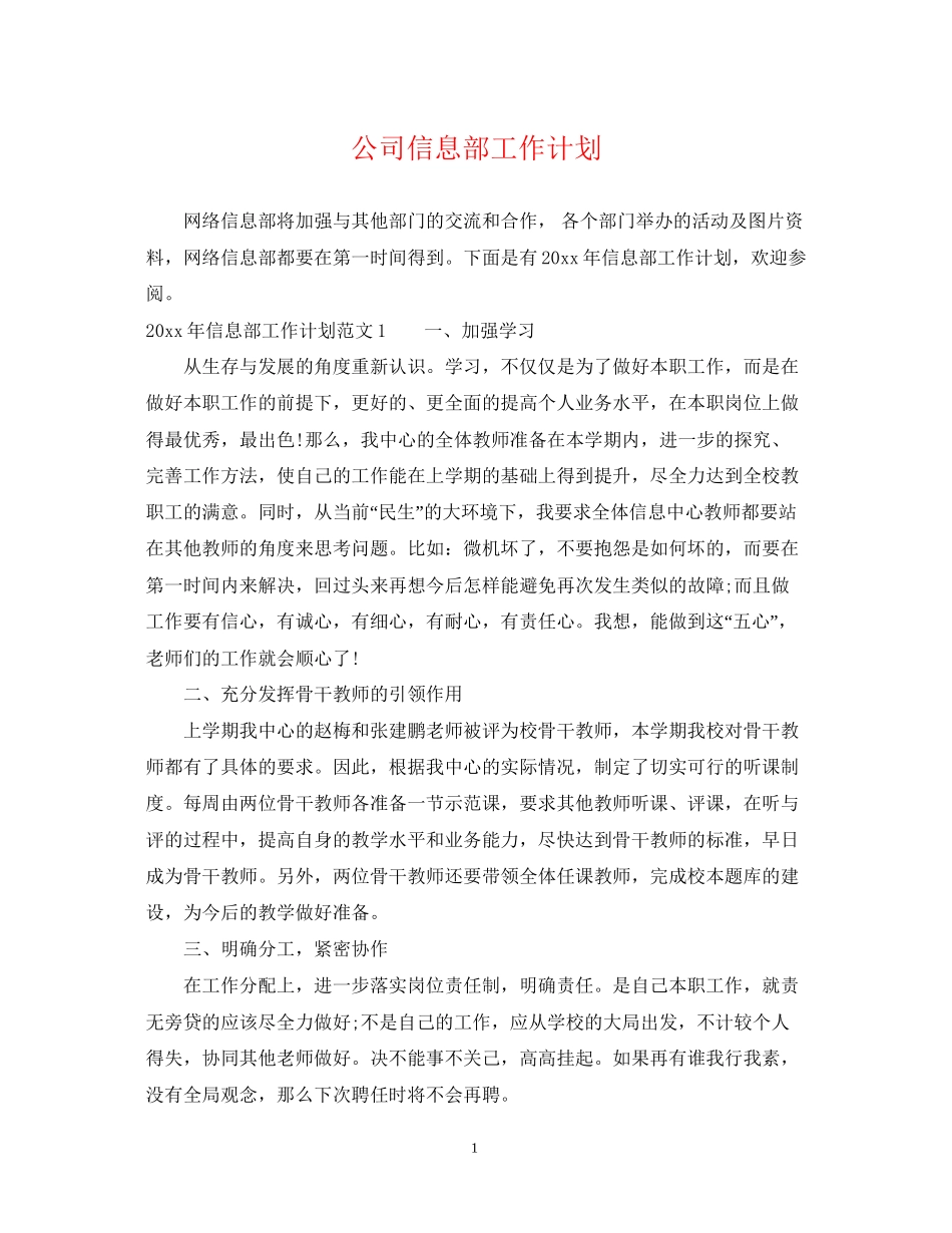 公司信息部工作计划_第1页