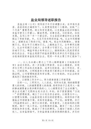 盐业局领导述职报告