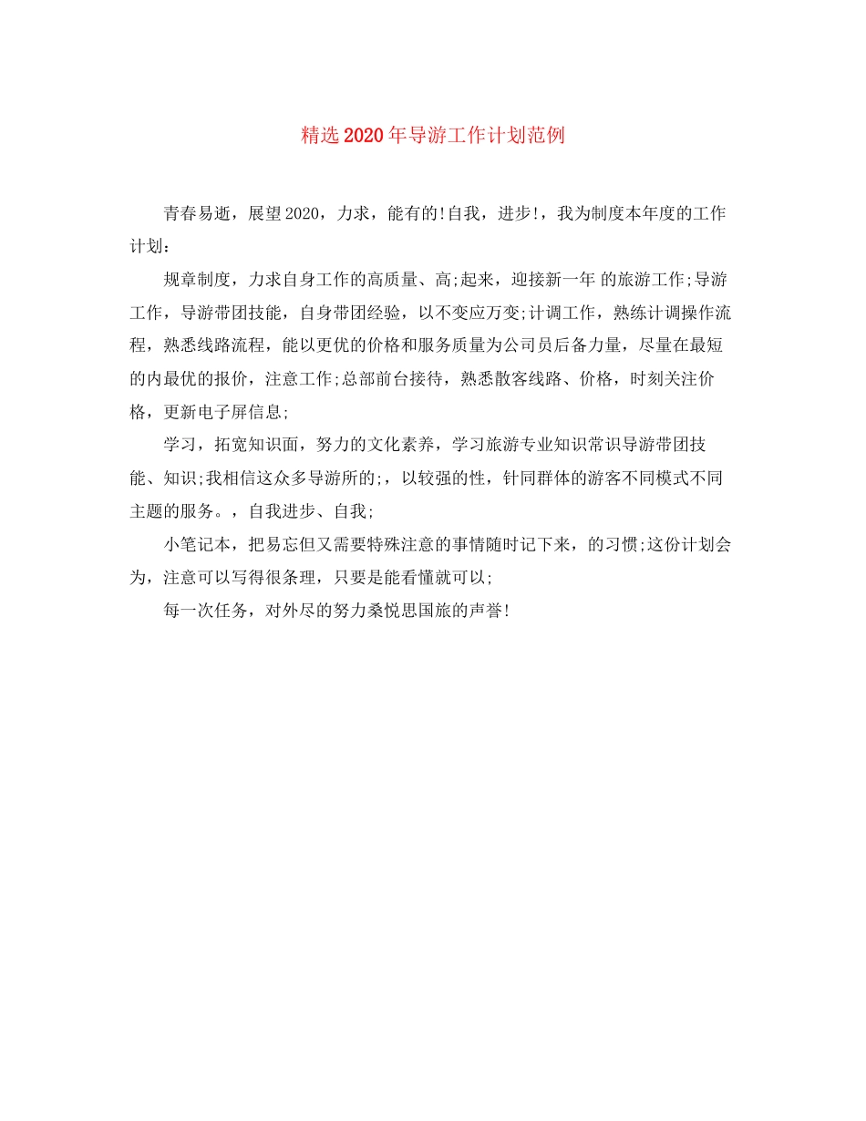 精选年导游工作计划范例_第1页