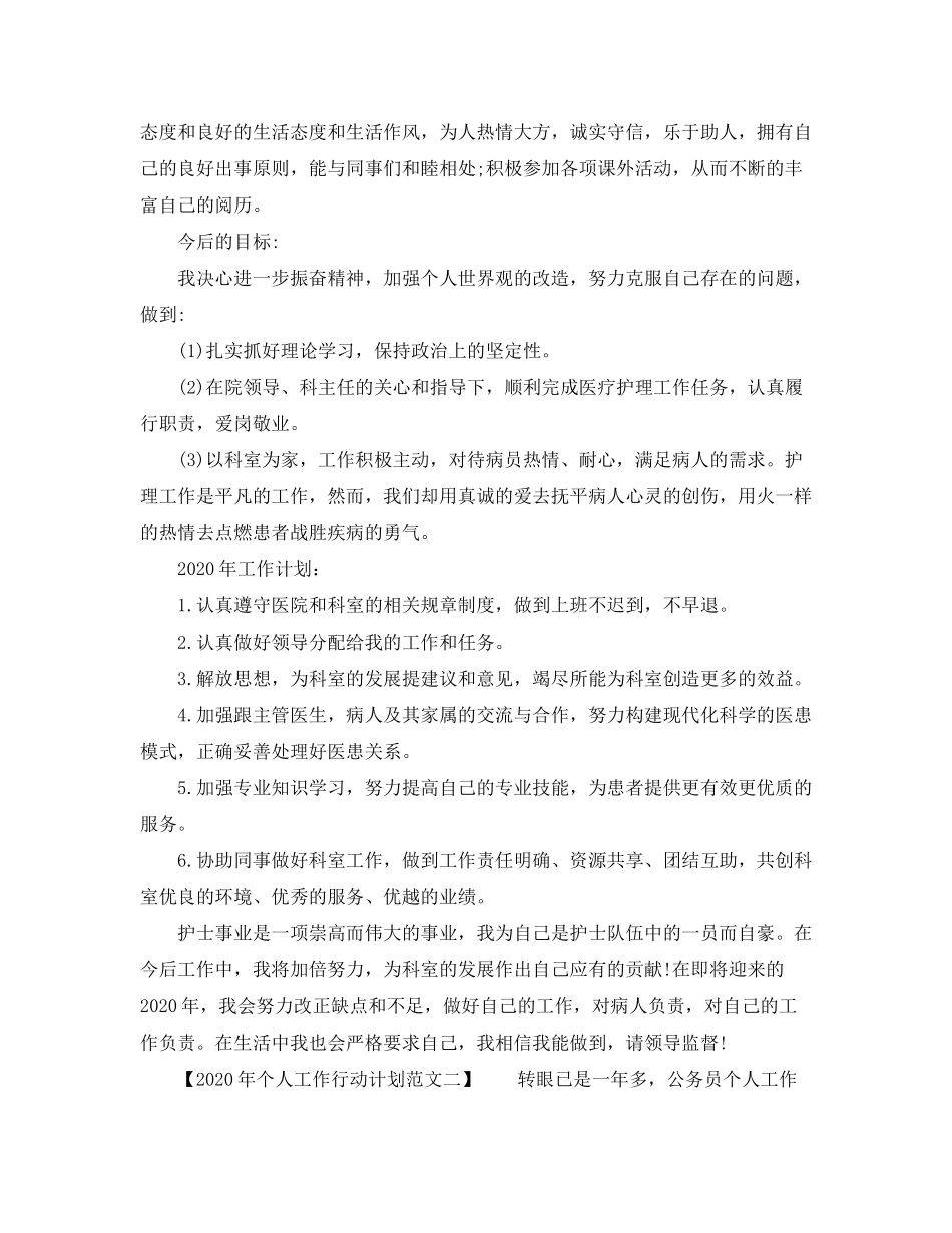 2020年个人工作行动计划_第2页
